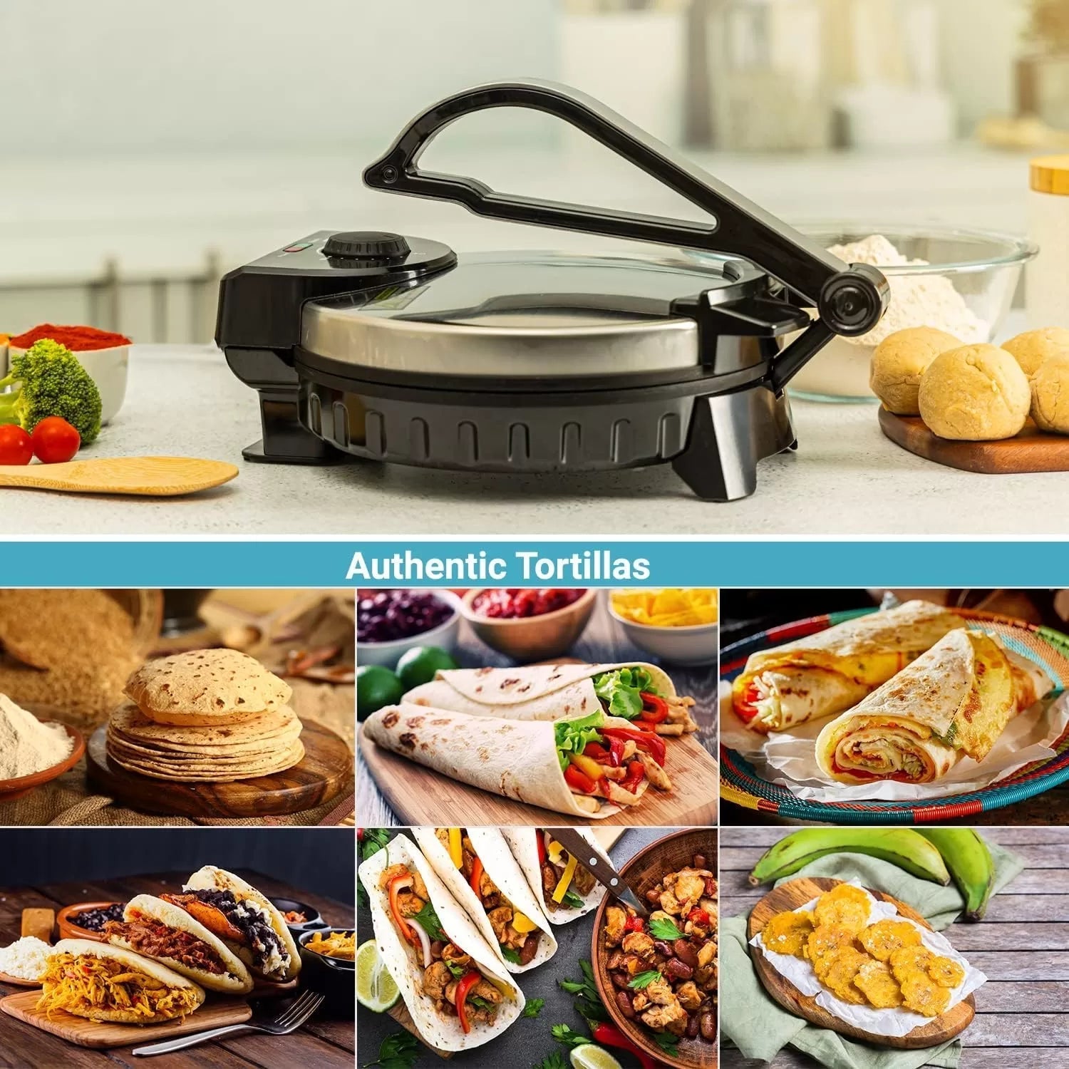 ZAMORA MART LAC electric roti maker with stainless steel body and control panel for easy home cooking.