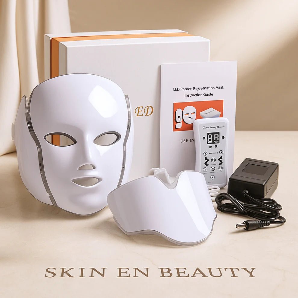 ZAMORA MART LED Photon Rejuvenation Face Mask displayed on a face, featuring built-in LED lights for skin rejuvenation therapy.