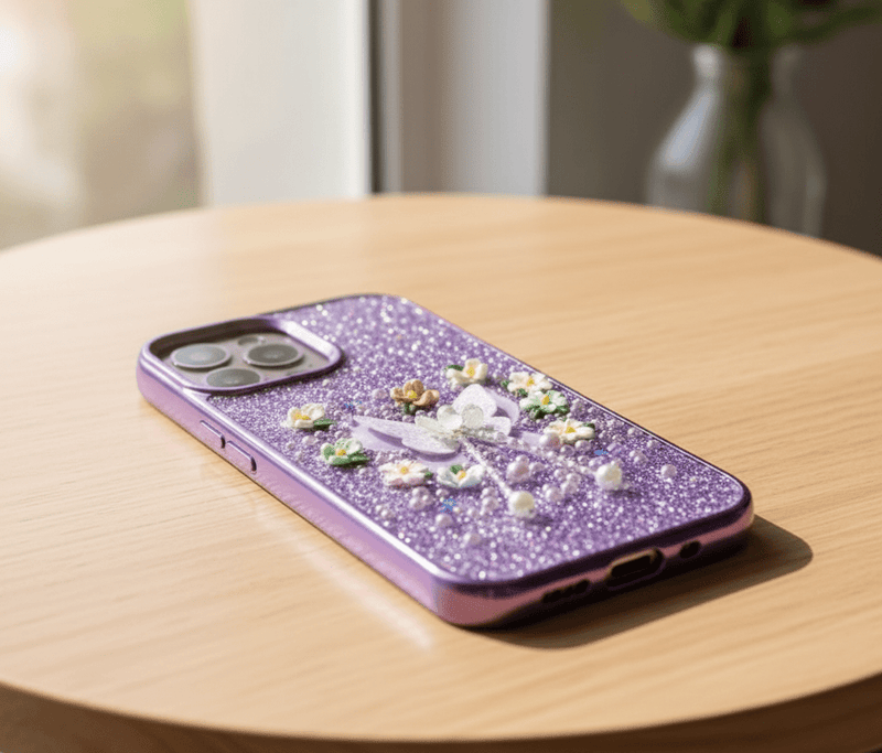 Luxury 3D glitter butterfly phone case for iPhone by ZAMORA MART with sparkling glitter cover and decorative butterfly design.
