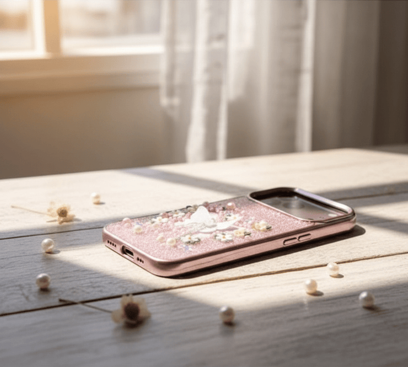 Luxury 3D glitter butterfly phone case for iPhone by ZAMORA MART featuring sparkling glitter cover design.