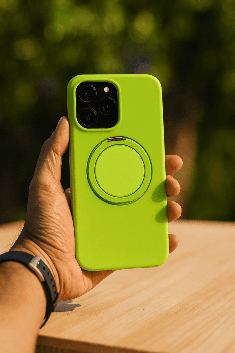 Silicone iPhone cover by ZAMORA MART with MagSafe compatibility and shockproof design, in a sleek, colorful style.