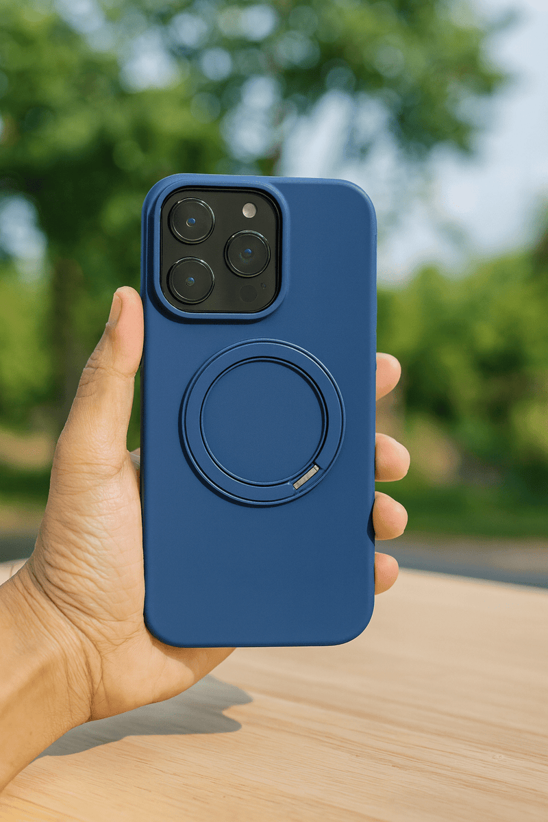 Silicone shockproof iPhone cover by ZAMORA MART with MagSafe compatibility, showcasing a flexible, protective phone case.