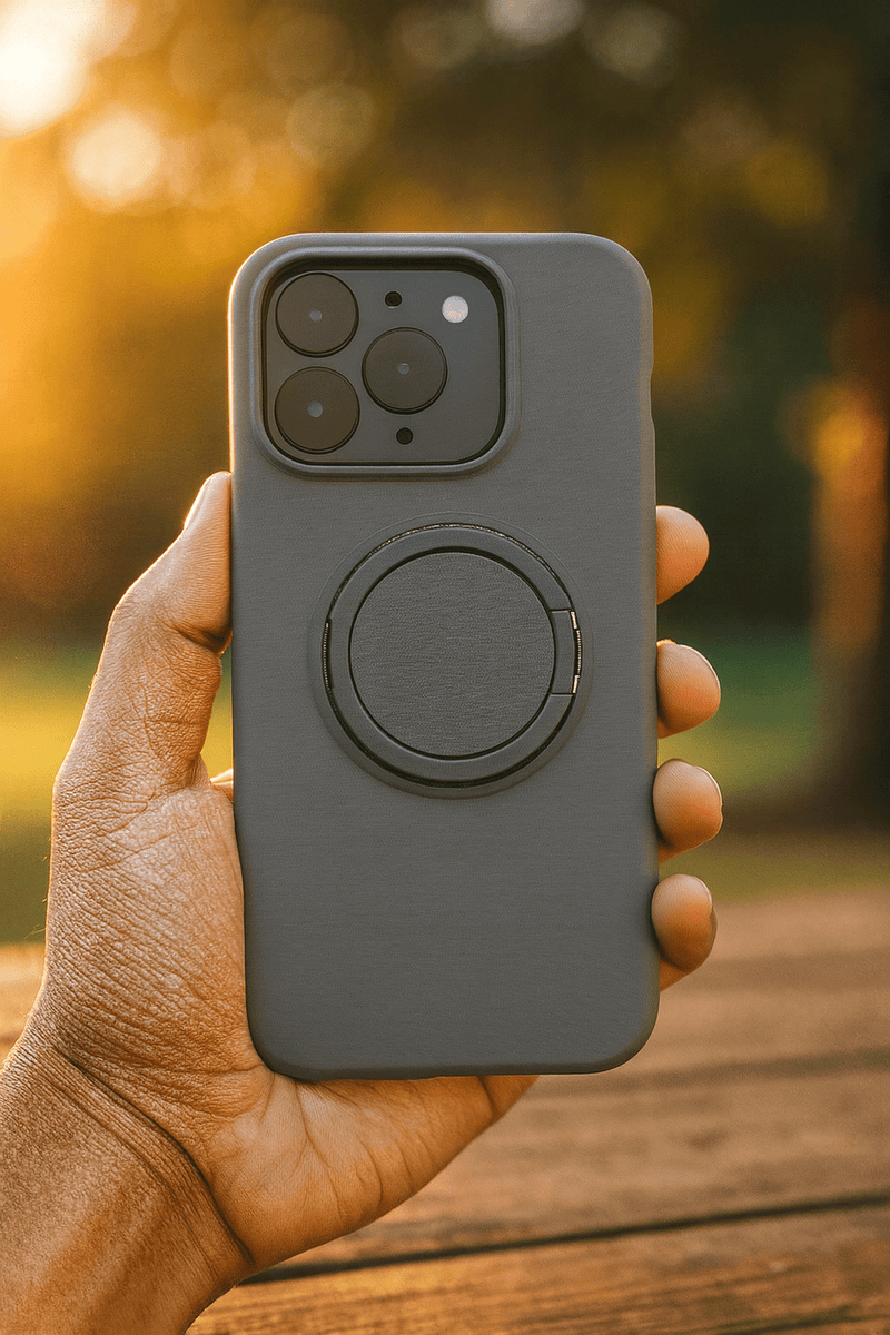 Magsafe-compatible silicone shockproof iPhone cover by ZAMORA MART with textured surface and reinforced edges for protection.