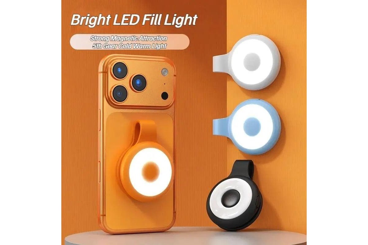 Mag Snap magnetic fill light from ZAMORA MART showing a compact, portable magnetic LED light with adjustable brightness.