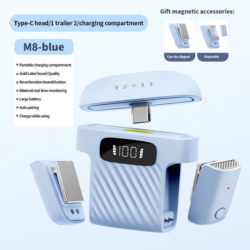 Mini wireless microphone by ZAMORA MART, compact mini microphone with wireless design, ideal for recording and public speaking.