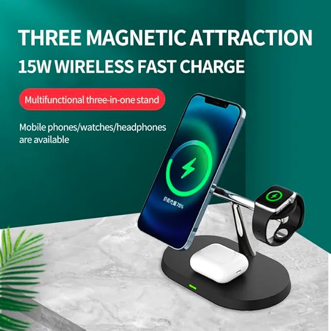 ZAMORA MART wireless charging dock with multifunctional design for smartphones and devices, black plastic finish