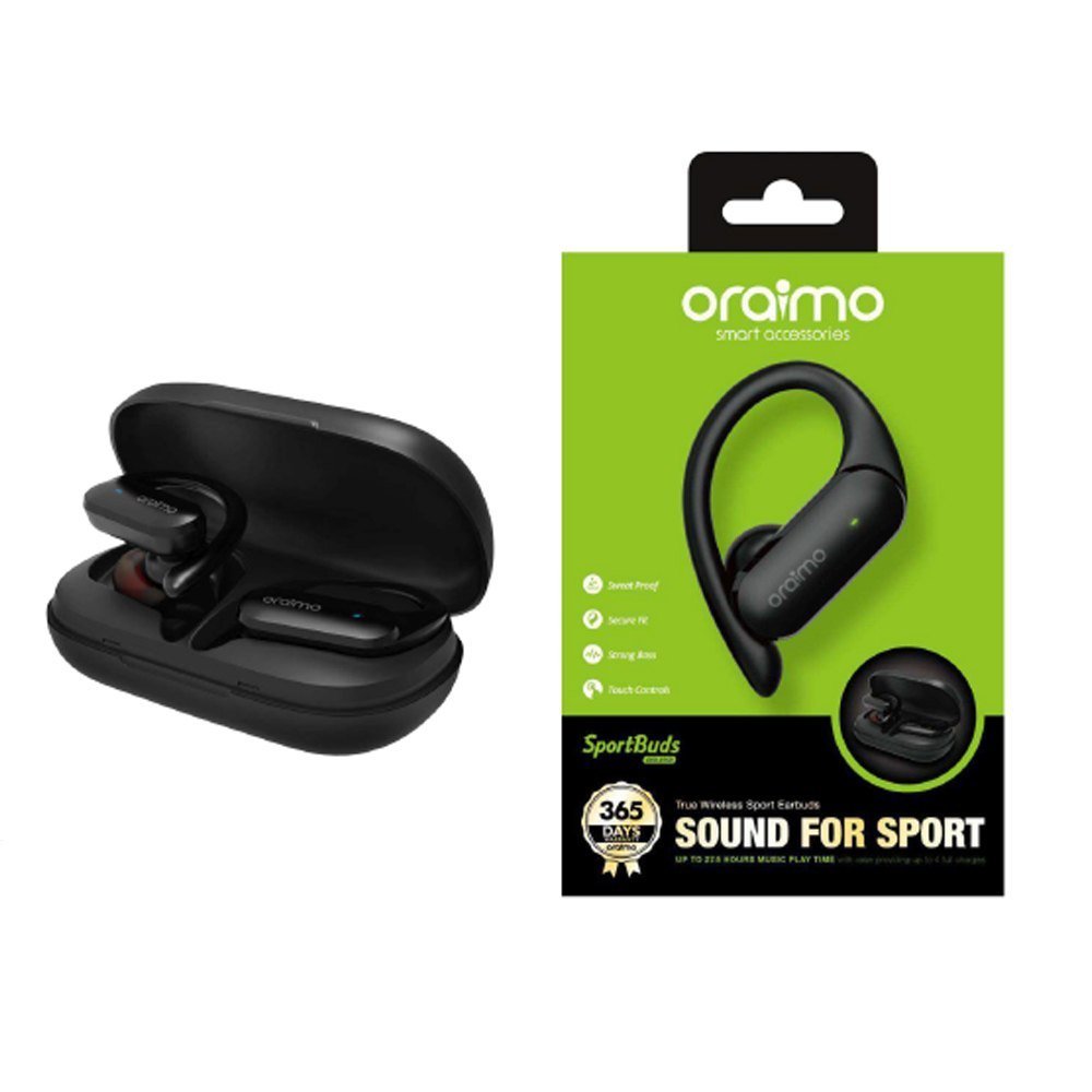Original Oraimo Bluetooth sports earbuds by ZAMORA MART with in-ear design and secure fit for active use.
