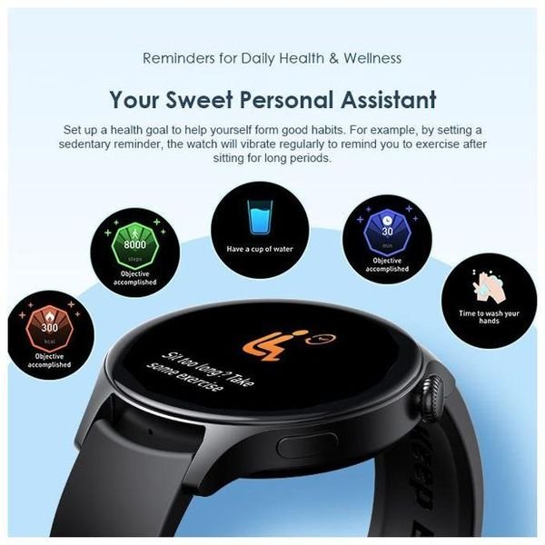 ZAMORA MART Oraimo OSW-42 smart watch with digital display, black strap, and fitness tracking features.