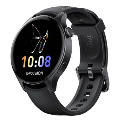 ZAMORA MART OSW-42 smart watch displaying a digital interface with fitness and notification icons.