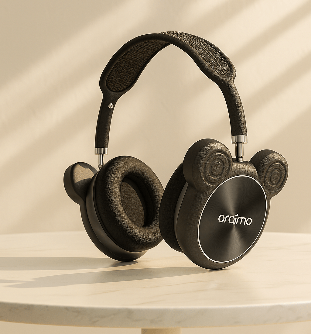 ZAMORA MART Oraimo wireless headset with over-ear design, black color, and cushioned ear cups for comfortable listening.