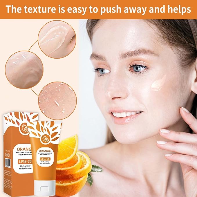 ZAMORA MART Brightening Exfoliating Gel in orange tube, smooth texture, designed for skin renewal and brightening.