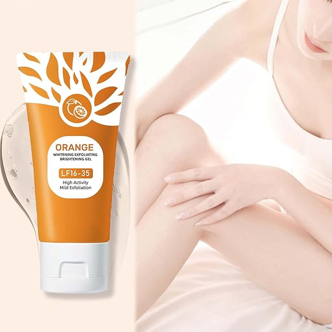 ZAMORA MART Brightening Exfoliating Gel in a vibrant orange tube, designed for skin brightening and gentle exfoliation.
