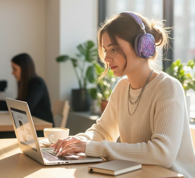 Over-ear wireless headphones by ZAMORA MART with cushioned ear cups and adjustable headband for comfortable listening.