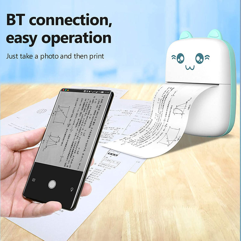 ZAMORA MART portable mini pocket thermal printer for Bluetooth printing, compact and lightweight for on-the-go use.