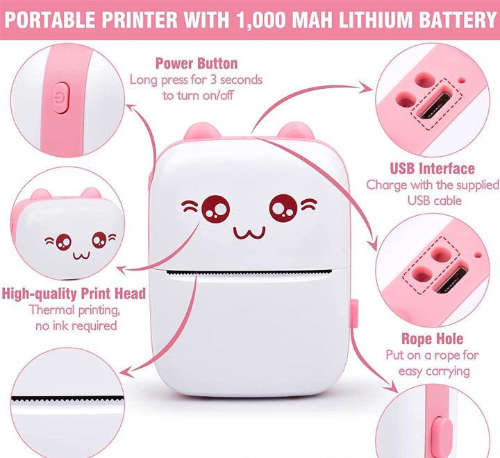 ZAMORA MART portable mini pocket thermal printer with Bluetooth connectivity, compact design for on-the-go printing.