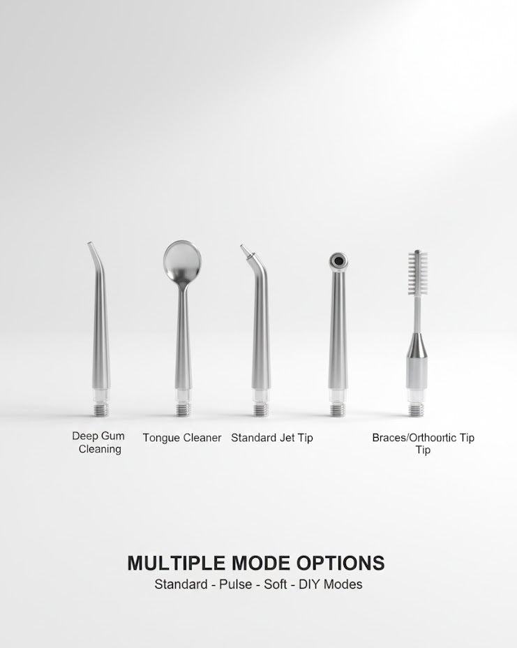 ZAMORA MART portable oral irrigator with water reservoir and nozzle for effective dental cleaning and gum care.