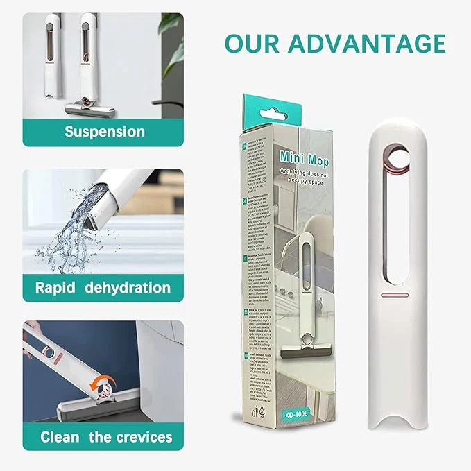 ZAMORA MART portable self mini mop with handle and cleaning head, compact and lightweight for easy floor cleaning.
