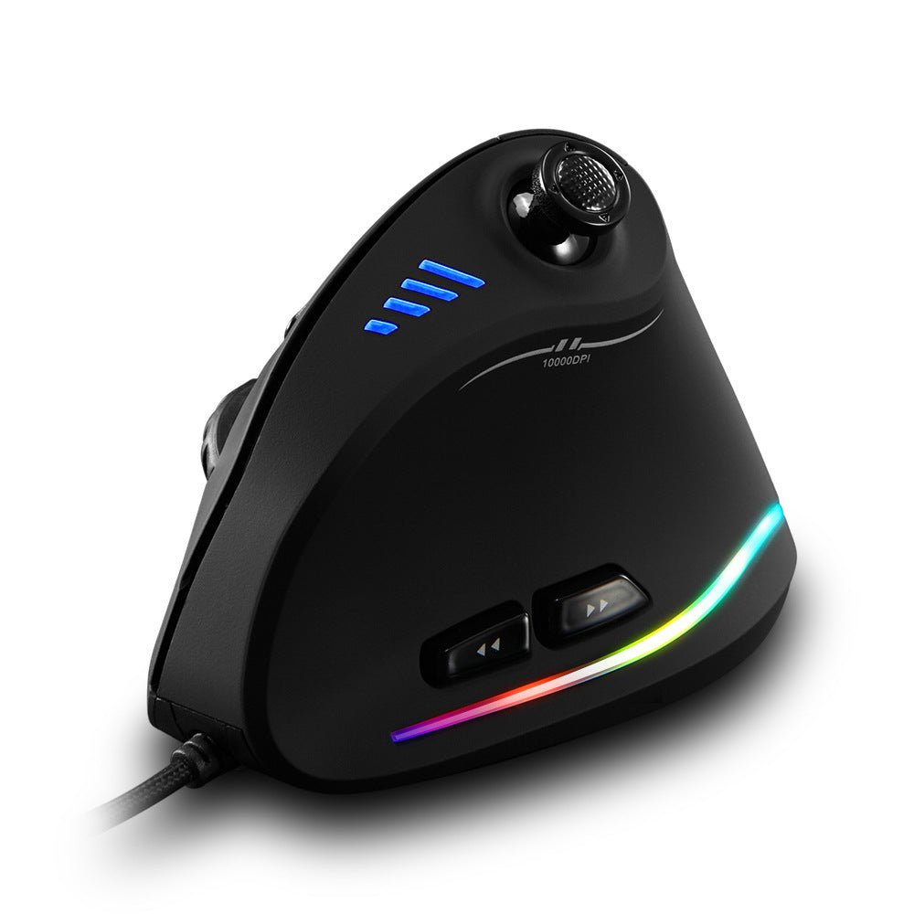 Wired vertical optical programming mouse by ZAMORA MART with ergonomic design and multiple programmable buttons.