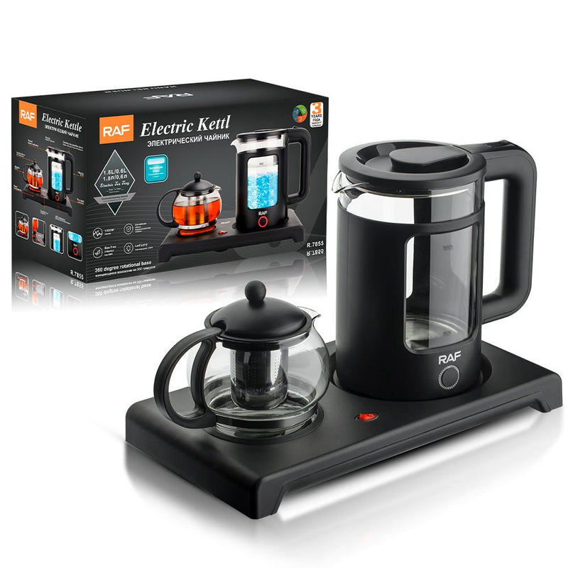 ZAMORA MART electric kettle with a sleek design, stainless steel body, and ergonomic handle for easy pouring.