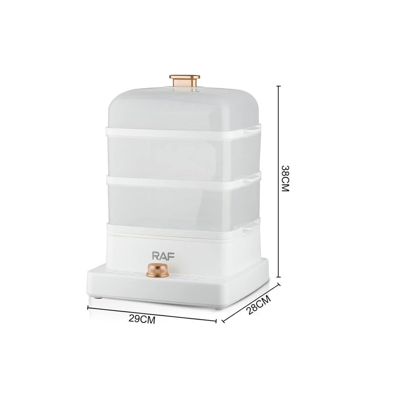 ZAMORA MART RAF food steamer with multiple tiers for healthy cooking of vegetables, seafood, and more.