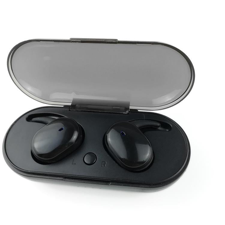 Realme true wireless earbuds with compact charging case, black finish, and in-ear design for portable audio.