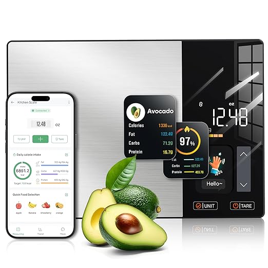 ZAMORA MART smart kitchen scale with digital display and stainless steel platform for precise food measurement