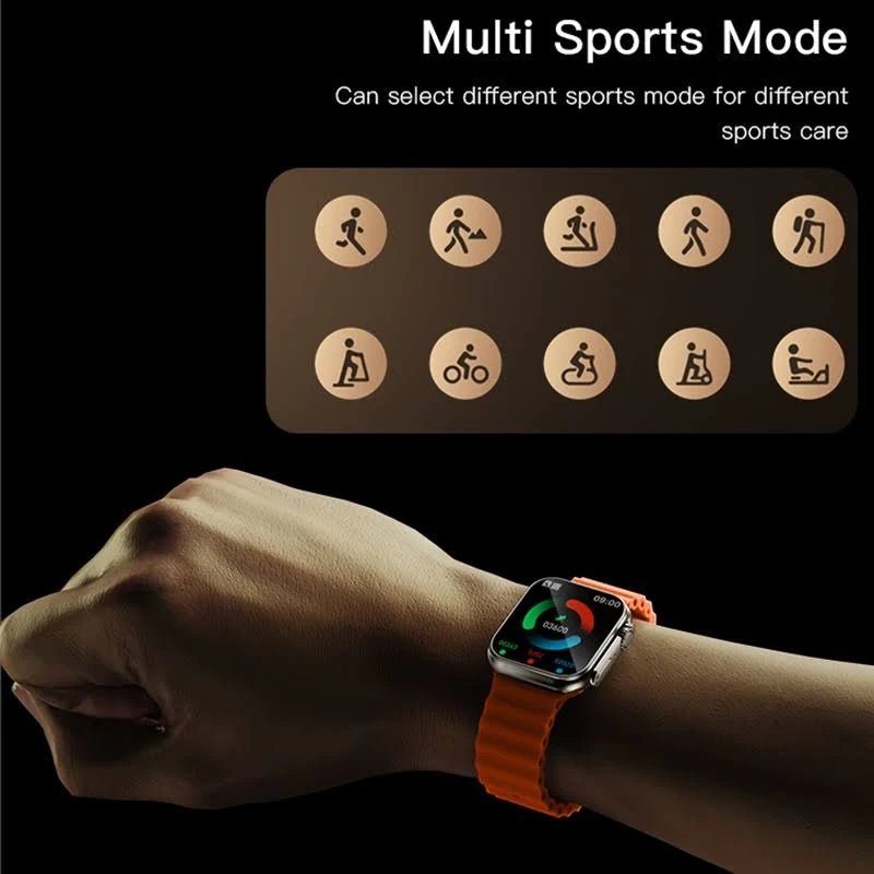 ZAMORA MART smart watch with gravity sensor displaying digital screen and sleek black band, close-up view.