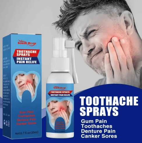 ZAMORA MART South Moon Toothache Spray bottle with nozzle, designed for relief from toothache pain.