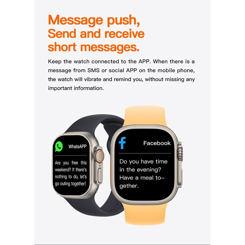 ZAMORA MART T800 Smartwatch with 1.99-inch display, black watch face and strap, showing digital time and fitness tracking features.