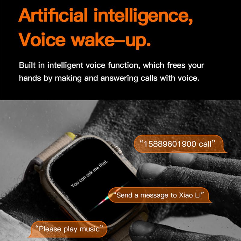ZAMORA MART T800 Smartwatch with 1.99-inch display, black watch face and strap, showing digital time and fitness tracking features.