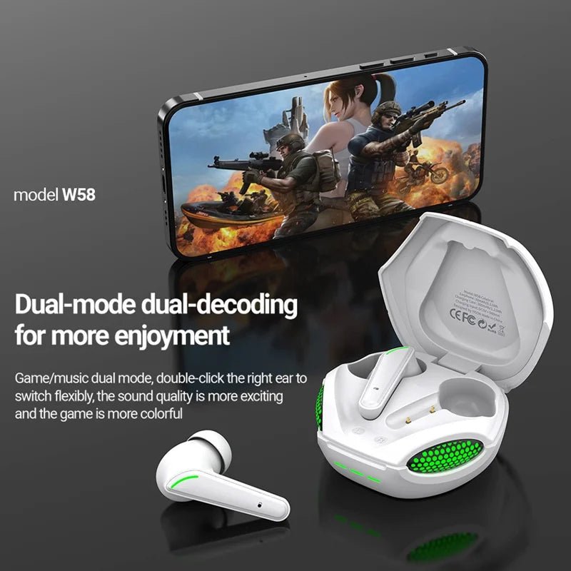 ZAMORA MART TWS Wireless Gaming Headset with over-ear design, adjustable headband, and built-in microphone for immersive gaming.