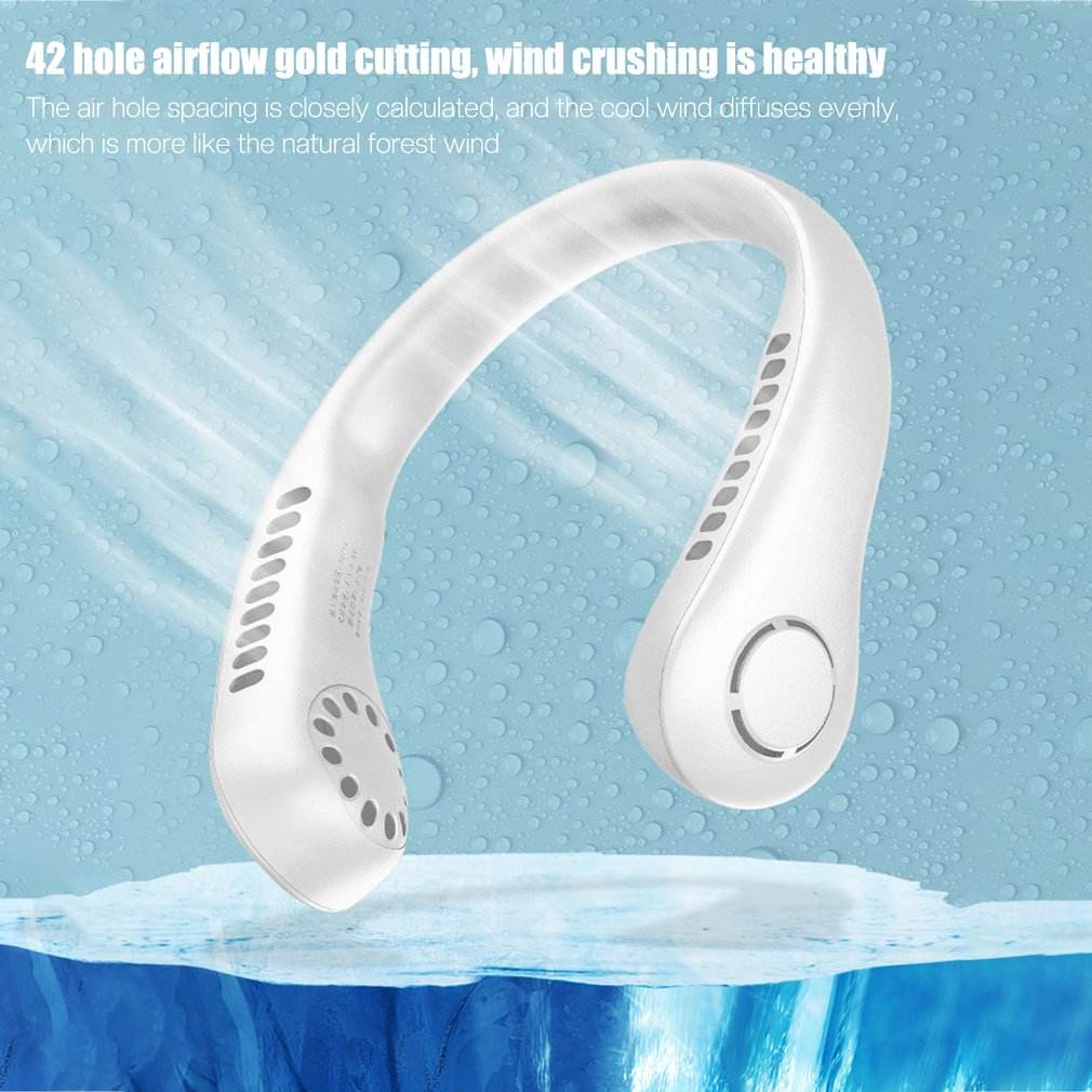 ZAMORA MART Vaneless Neck Hanging Fan worn around neck, compact design with adjustable airflow, portable personal cooling device