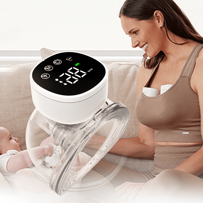 Wearable electric breast pump by ZAMORA MART with adjustable flanges and silent operation, designed for discreet, hands-free milk expression.