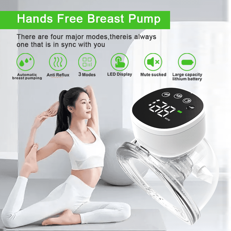 Wearable ZAMORA MART electric breast pump with soft silicone cups and digital controls for hands-free breastfeeding.