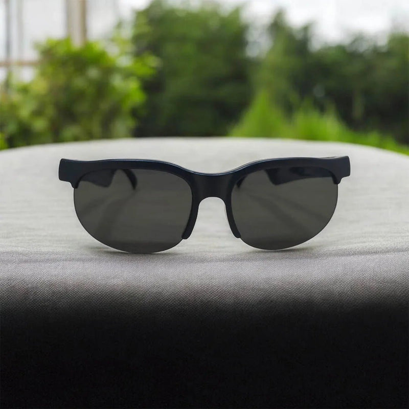 Wireless ZAMORA MART headset glasses with sleek design, featuring built-in headphones and transparent optical lenses for stylish audio.