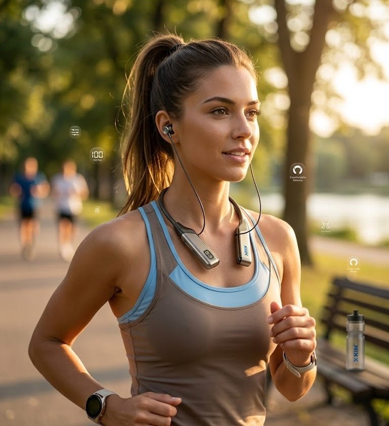 ZAMORA MART magnetic neckband wireless earphones with in-ear design and flexible neckband for comfortable listening.