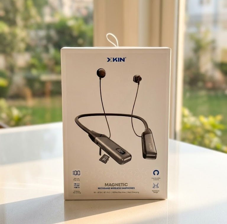 ZAMORA MART magnetic neckband wireless earphones with inline controls and ergonomic design for comfortable listening.