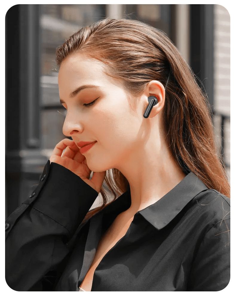 ZAMORA MART true wireless earphones with sleek design and in-ear fit, shown connected and ready for use.