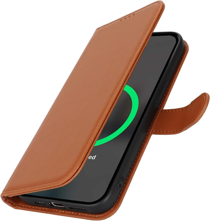 ZAMORA MART wireless power bank shaped like a wallet with a sleek black design and charging ports on the side.